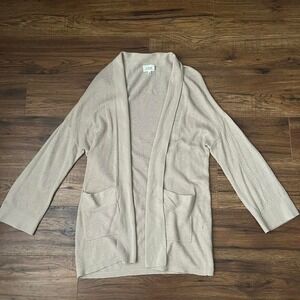 Wilfred Silk Cashmere Open Front Cardigan Neutral Lightweight Knit XS Minimalist